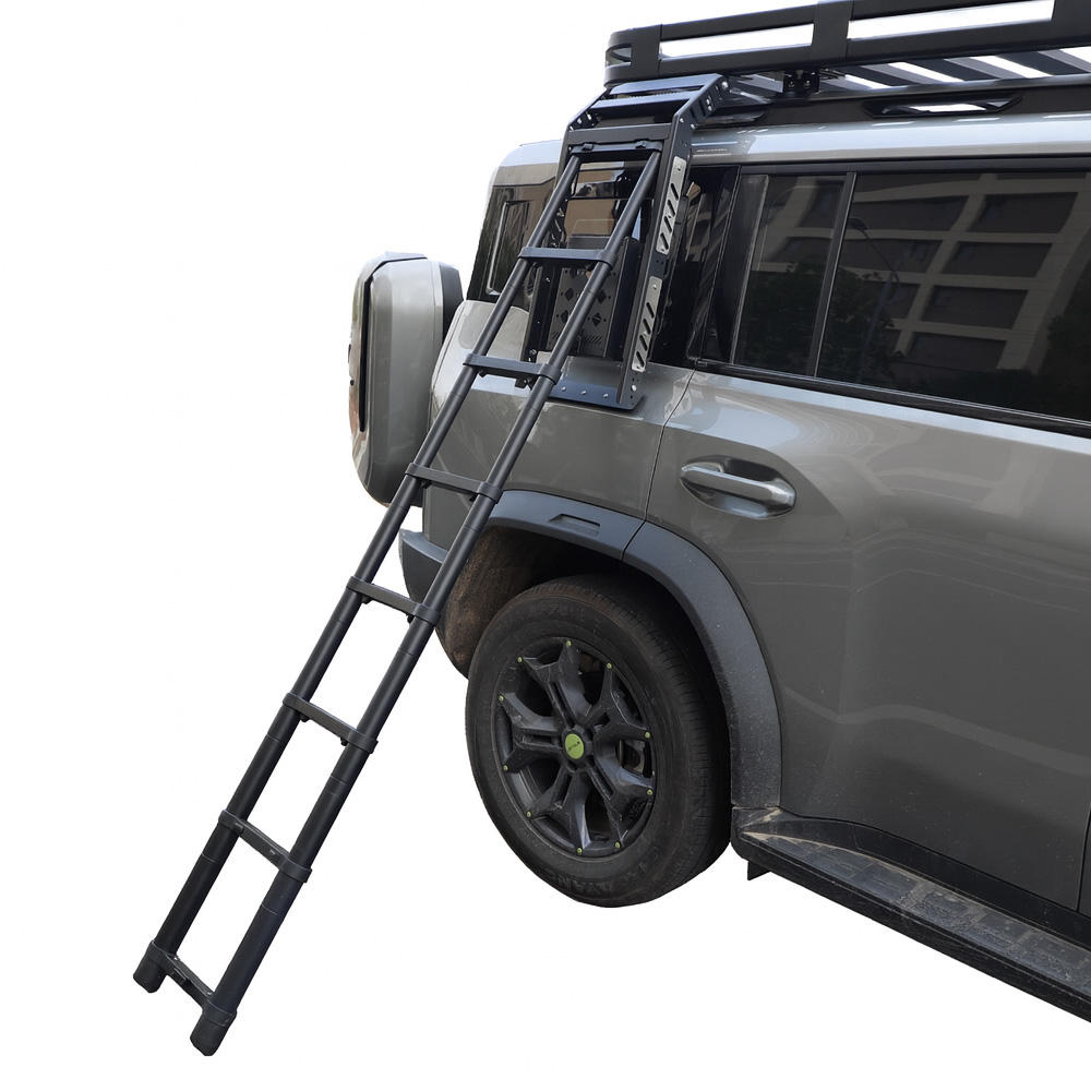  Roof Luggage Rack with Integrated Telescopic Extension Ladder Side-Folding Platform Compartment Car Roof Racks