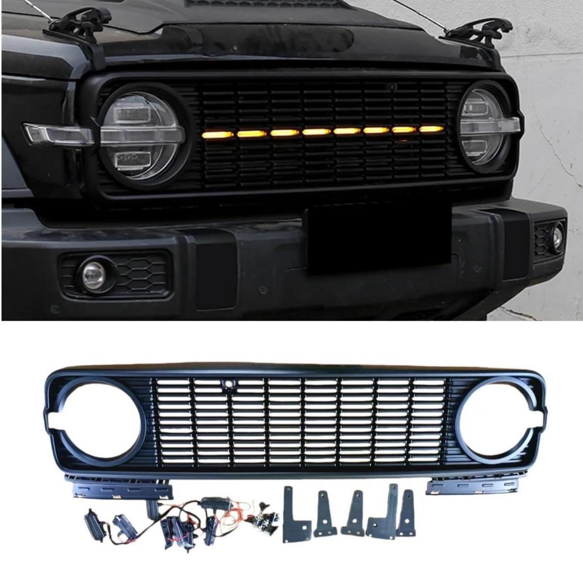 For Tank 300 Body Kit Car LED Bumper Grill Racing Grills Decorative Cover Trim Front Bumper Grill Exterior Part