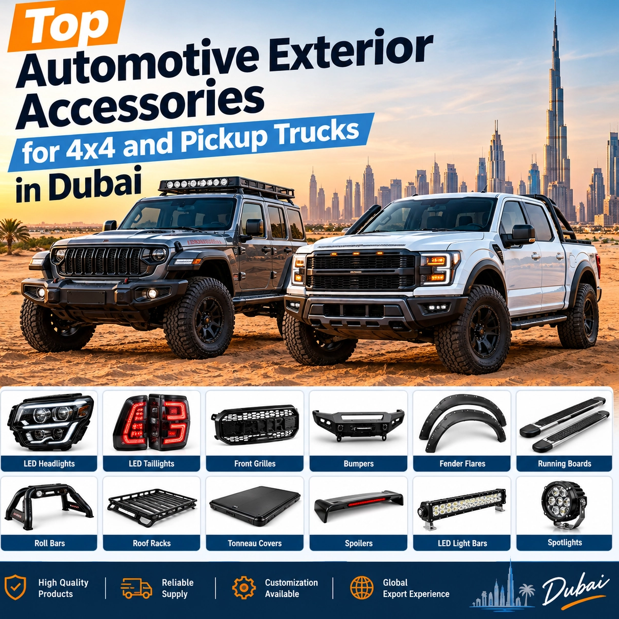 Top Automotive Exterior Accessories for 4x4 and Pickup Trucks in Dubai