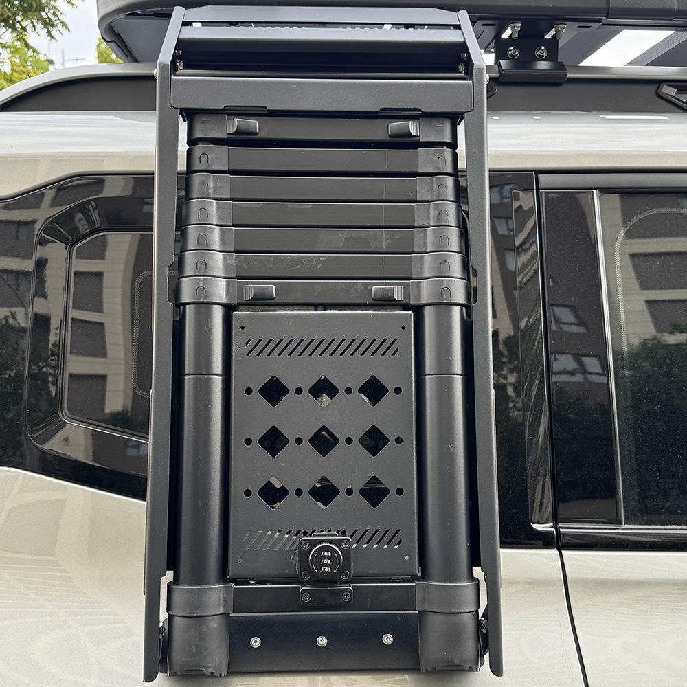  Roof Luggage Rack with Integrated Telescopic Extension Ladder Side-Folding Platform Compartment Car Roof Racks