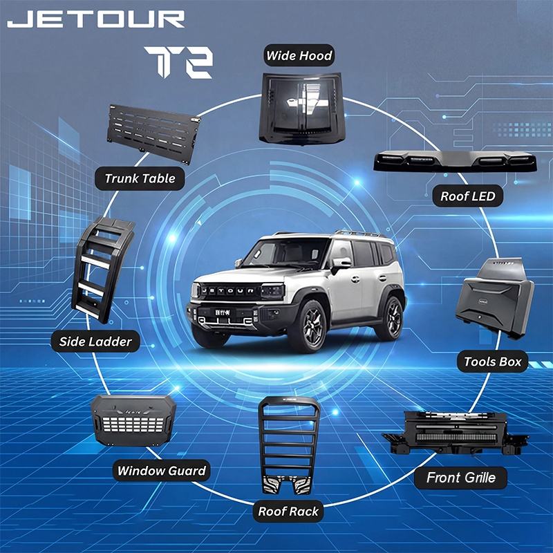Car Grills Modified Black Warrior Type Grilles Front Grilles for JETOUR T2 2024 2025