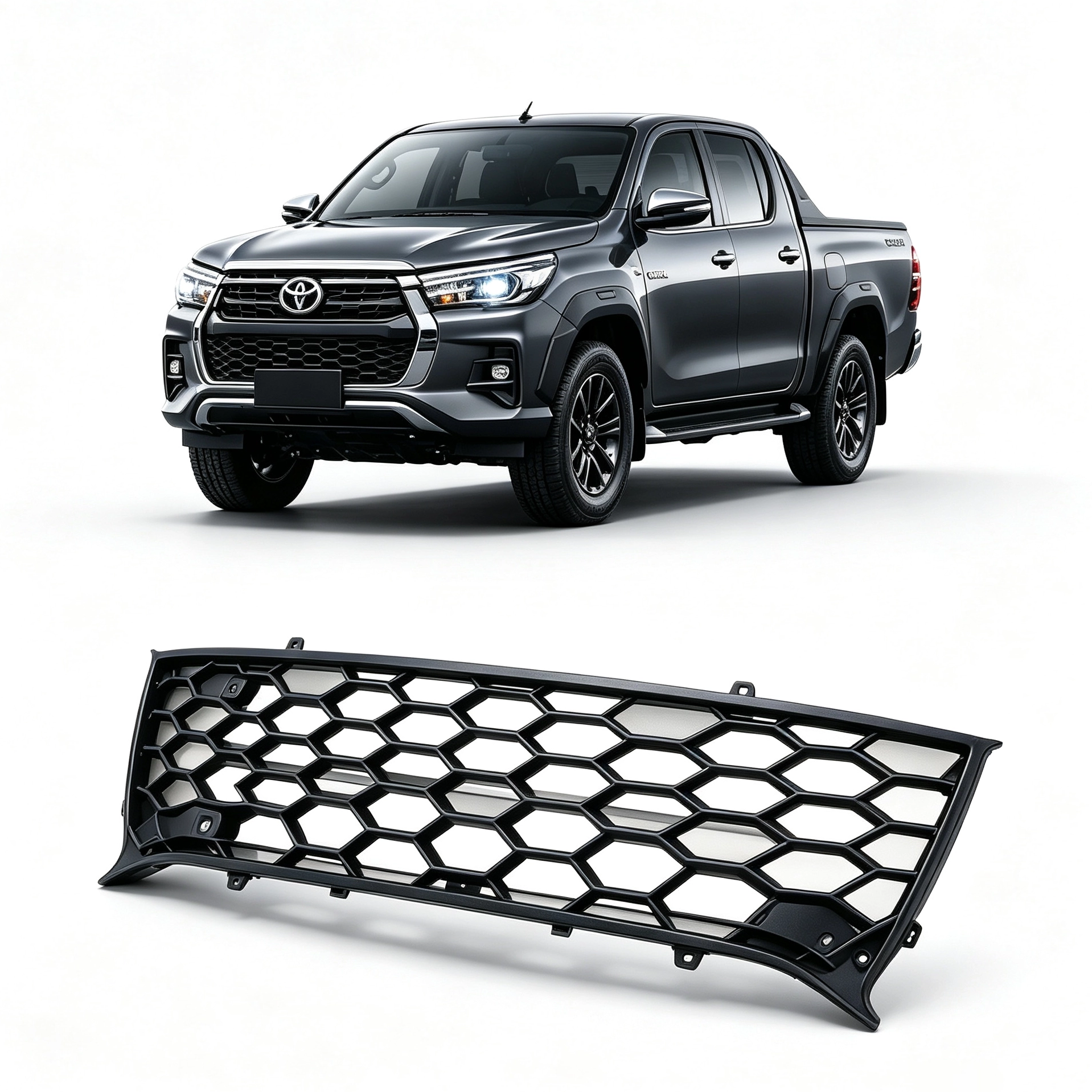 Front Grille Black ABS Car Bumper Grille Fit for Toyota HILUX TRAVEO 2026