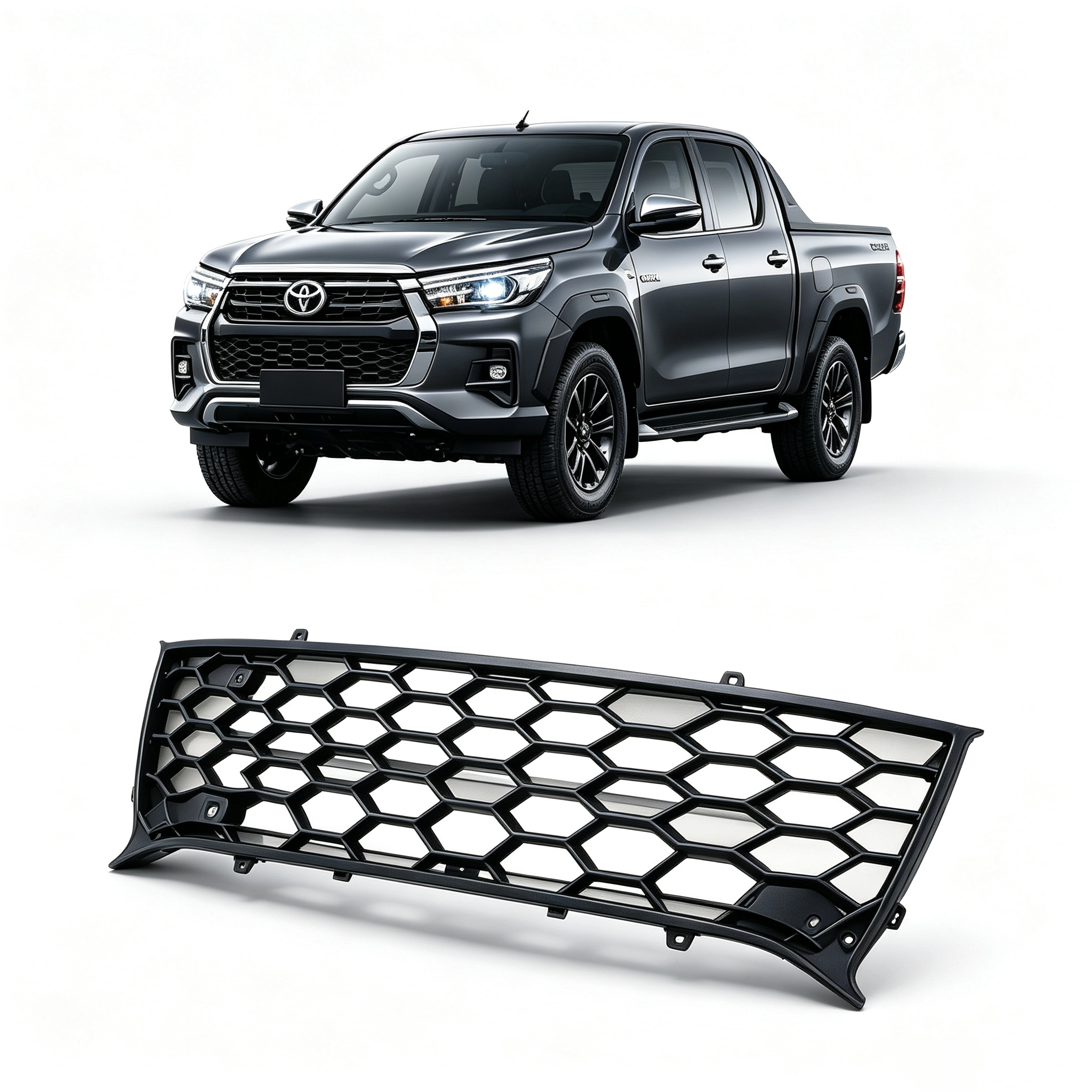 Front Grille Without LED Lights for Toyota Hilux Travo 2026