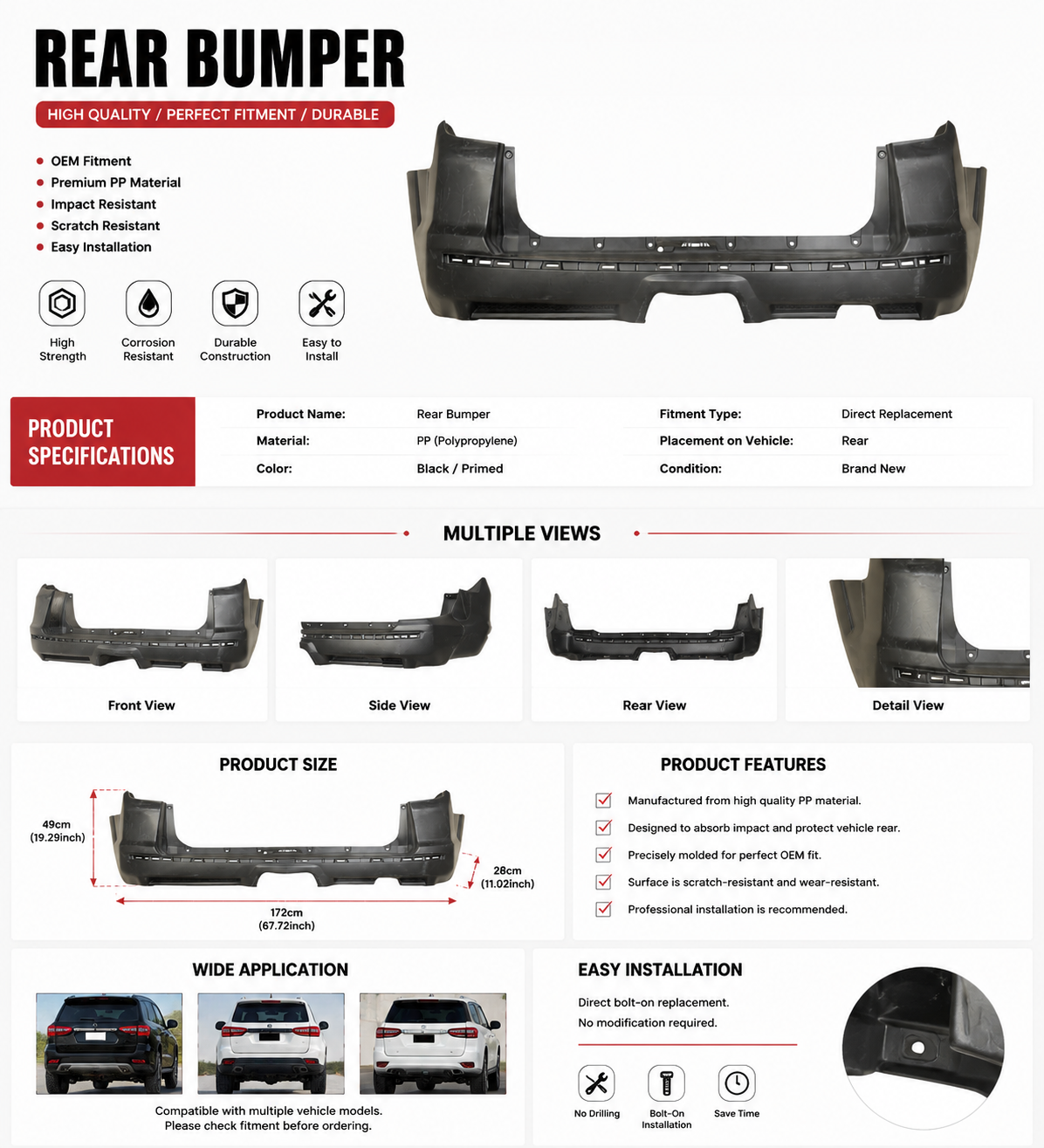 High-Quality Front Bumper for 4RUNNER Limited 2014-2020 Front Bumper Front Body Kit