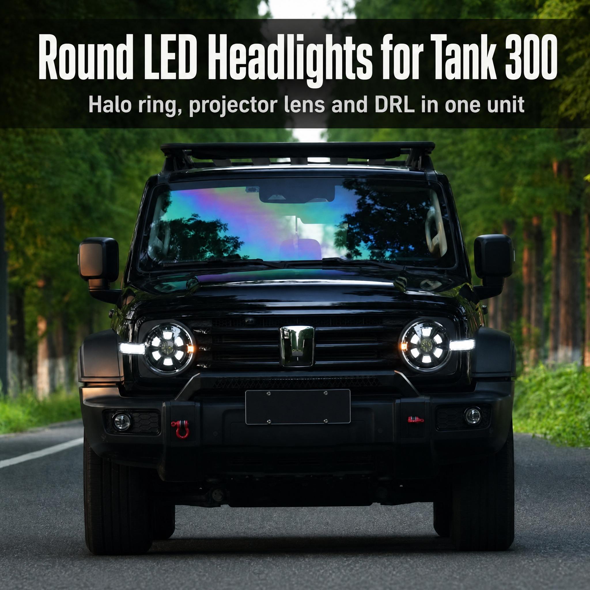 Headlight Assembly for Tank 300 Headlamp Front Light Upgrade Off Road 4x4 Replacement Pair
