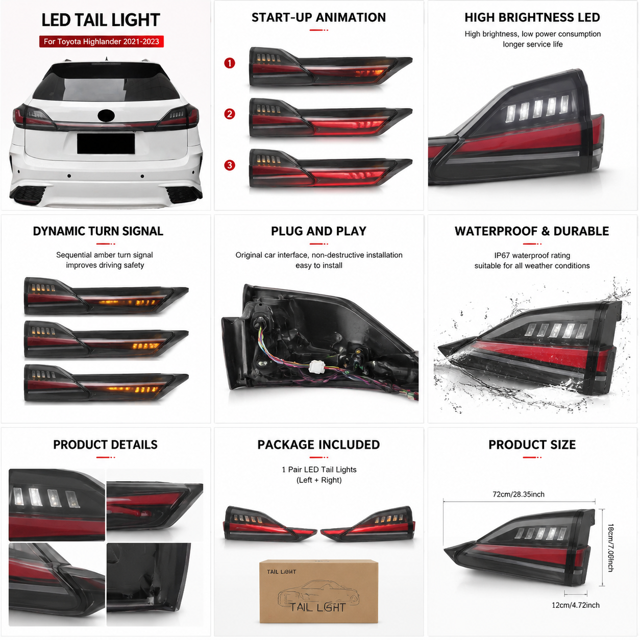 LED Tail Lights Assembly for Lexus for RX 2009-2015