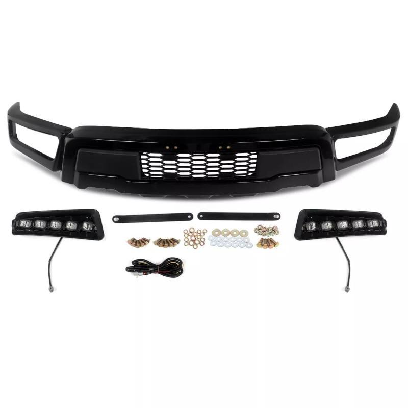 Black LED Lights Racing Bumper Auto 4x4 Front Bumper for 2021-2023 F150 F-150 Body Parts