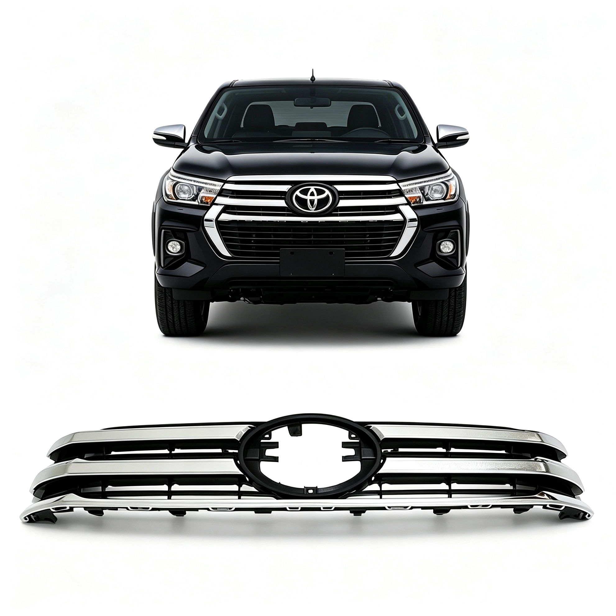 Front Bumper Grille Replacement Grill for Toyota Hilux Revo 2016- 2019