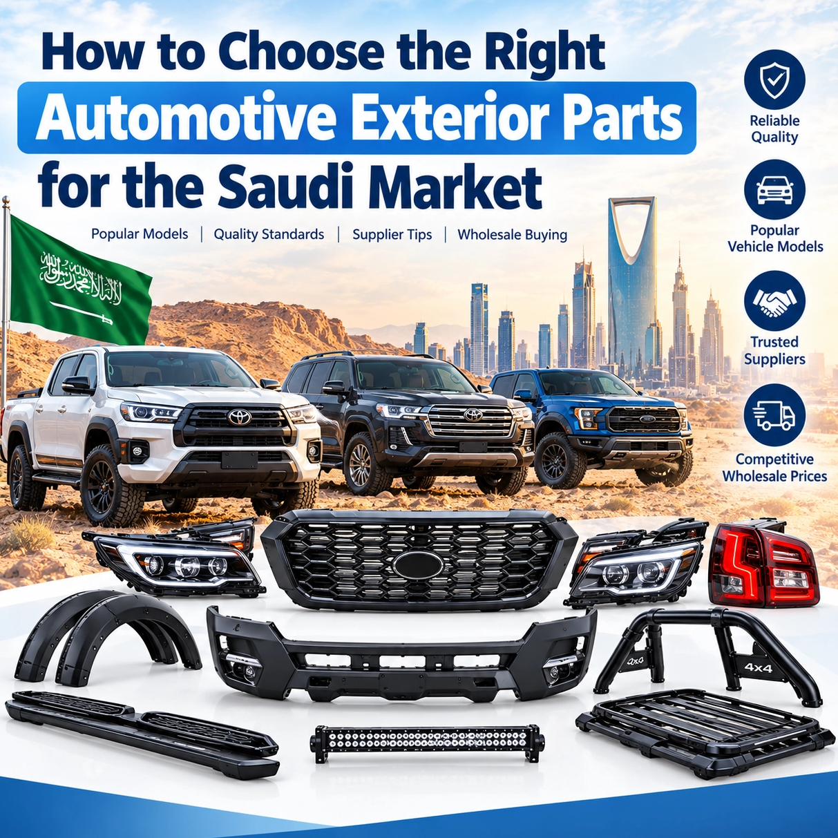 Como escolher as pe&ccedil;as externas automotivas certas para o mercado saudita