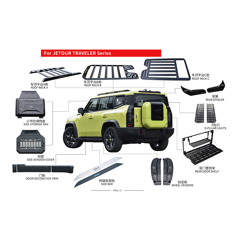 Jetour T2 Traveler Car Grille Upgrade Kit Inspired by Defender with Plastic Exterior Ladder and Box