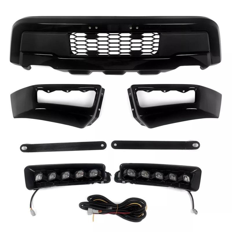 Black LED Lights Racing Bumper Auto 4x4 Front Bumper for 2021-2023 F150 F-150 Body Parts