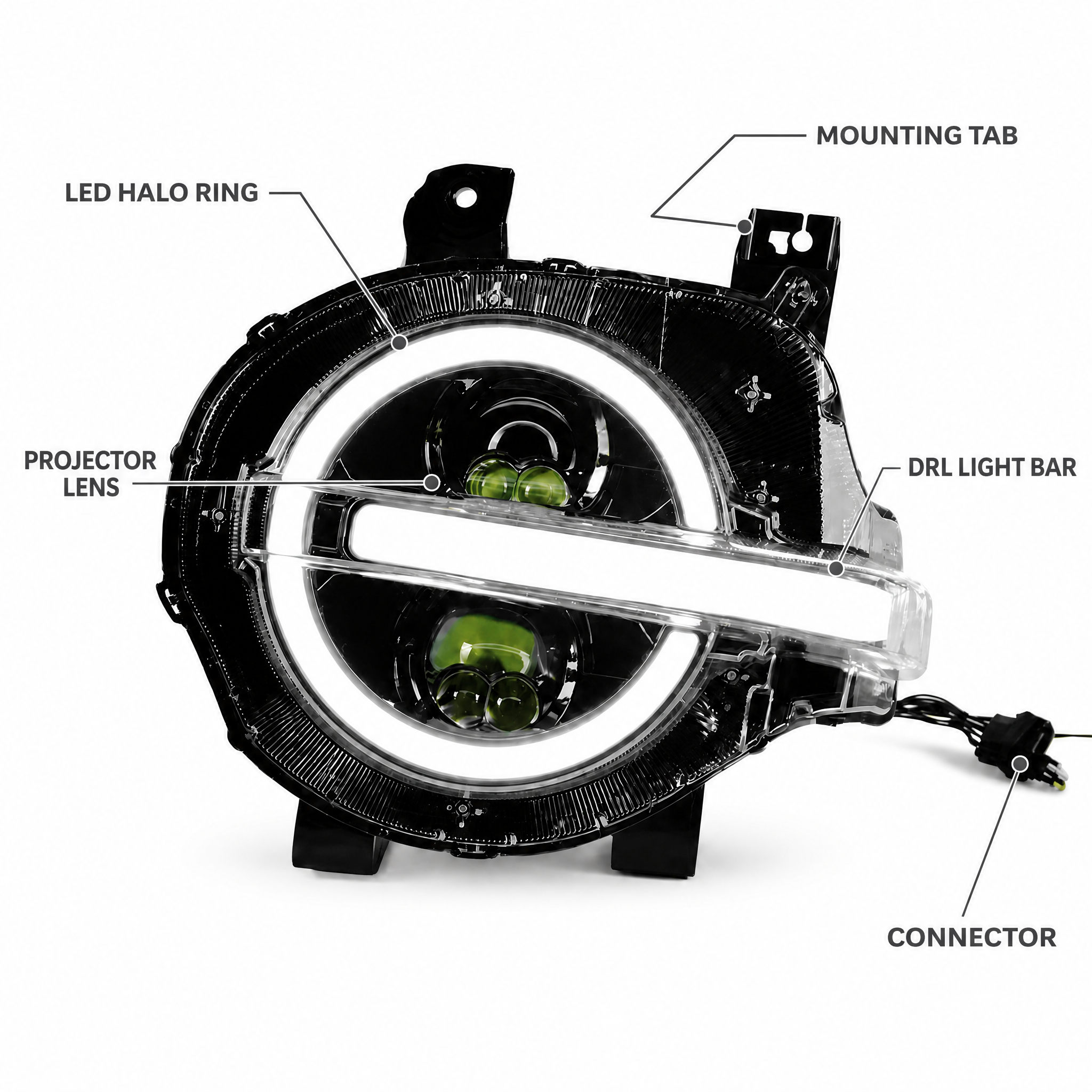 Headlight Assembly for Tank 300 Headlamp Front Light Upgrade Off Road 4x4 Replacement Pair